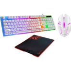 Masling Işıklı Oyuncu Klavyesi Mouse Mousepad Beyaz Set Klavye