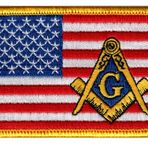 Masonik Amerikan Bayrağı Yama İşlemeli Ütülü Mason Kare Pusula Amblemi