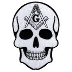 Masonik Kafatası Yama Kafası İşlemeli Mason Mason G Kare Pusula Üzerine Demir