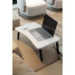 Mass Store Katlanabilir Laptop Masası Laptop Sehpası Yatak Kahvaltı Masası Laptop Sehpası - 59*35*25 - Beyaz