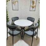 Massa Linda 90cm 4 sandalyeli Yemek takimi Mutfak yemek Masası masa - Beyaz - Beyaz