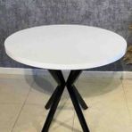 Massa Tibet yuvarlak mutfak masası yemek masası - 90 cm - Siyah Mermer