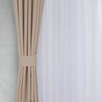 Massarelli Keten Bej Rengi 1-2.5 Orta Sık Pile 100x260 cm Fon Perde