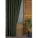 Massarelli Keten Sık Pile Fon Perde, Koyu Yeşil, 100X260