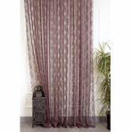 Massarelli Mürdüm Rengi 1-2,5 Orta Sık Pile 110x260 cm Fransız Danteli Fon Tül Perde