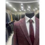 Massaro Kışlık Regular Kesim Yün Erkek Ceketi - 54 - Bordo - Altın