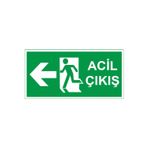 Masser Yangın Söndürme Acil Çıkış Uyarı Levhası Sol Yön 25X15 Ebatında