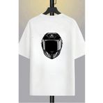 Massgai Unisex Motor Kask Ritim Sırt Baskılı Oversize Kısa Kol %100 Pamuk T-shirt