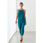 Massimo Dutti %100 keten askılı midi elbise