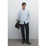 Massimo Dutti %100 keten çizgili gömlek