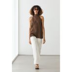 Massimo Dutti %100 keten dökümlü halter yaka top