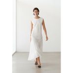 Massimo Dutti %100 keten dökümlü midi elbise