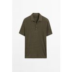 Massimo Dutti %100 keten kısa kollu polo yaka t-shirt