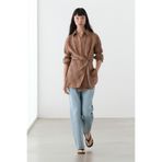 Massimo Dutti %100 keten kruvaze çizgili gömlek