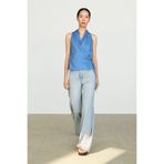 Massimo Dutti %100 keten kruvaze halter yaka top