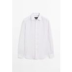 Massimo Dutti %100 keten regular fit çizgili gömlek