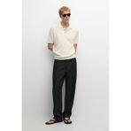 Massimo Dutti %100 pamuklu dokulu çizgili triko polo t-shirt