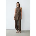 Massimo Dutti Asimetrik halter yaka triko total look bluz