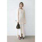 Massimo Dutti Asymmetrical midi dress with mixed detailing
