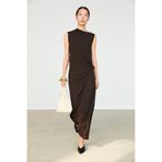 Massimo Dutti Büzgülü asimetrik midi elbise
