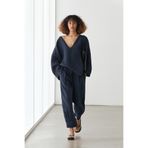 Massimo Dutti Çizgili keten şalvar pantolon