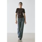 Massimo Dutti Çizgili kısa kollu geniş yaka t-shirt