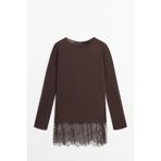 Massimo Dutti Dantel detaylı uzun kollu t-shirt
