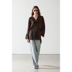 Massimo Dutti Dantel şeritli dökümlü keten karışımlı bluz