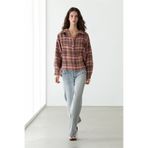 Massimo Dutti Dökümlü %100 keten kareli gömlek