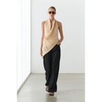 Massimo Dutti Drapeli keten karışımlı halter bluz
