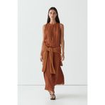 Massimo Dutti Halter yaka piliseli uzun elbise