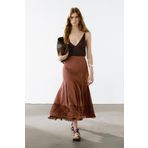 Massimo Dutti İşlemeli dökümlü midi etek