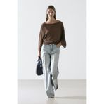 Massimo Dutti Keten geniş yaka triko t-shirt