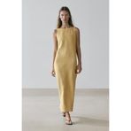 Massimo Dutti Keten halter midi elbise