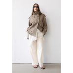 Massimo Dutti Keten karışımlı dik yaka trençkot