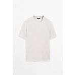 Massimo Dutti Keten karışımlı kısa kollu t-shirt
