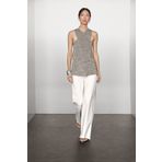 Massimo Dutti Keten karışımlı kruvaze halter yaka top
