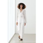 Massimo Dutti Kuşaklı keten karışımlı bluz