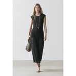 Massimo Dutti Long combined pleated dress