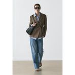 Massimo Dutti Pamuk karışımlı kruvaze bağlamalı blazer