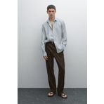 Massimo Dutti Regular fit çizgili keten gömlek
