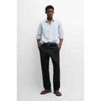 Massimo Dutti Regular fit delaveli çizgili %100 keten gömlek