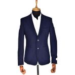 Massimo Rossi Erkek Tek Spor Ceket Çift Yırtmaçlı Gofre BGL-ST03587 - Lacivert - 48