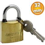 Master İşyeri Kepenk Kapı Asma Kilidi Sarı Renk 32 mm 3 Anahtarlı Halka Sandık Tosba Kilit Metal