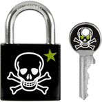 Master Lock 3430Eurdskull Anahtar Asma Kilit, Kafatası Motifli, 5,3 X 3 X 1,5 Cm, Siyah, Beyaz Ve Ye