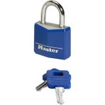 Master Lock Anahtarlı Asma Kilit Masif Alüminyum Vinil Kaplamalı, Mavi, Sarı, Kırmızı, 5,2 Cm X 3 Cm