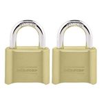 Master Lock Şifreli Kilit, İç ve Dış Mekan Asma Kilit, Sıfırlanabilir Şifreli Dolap Kilidi, 2'li Paket, 175EC2, Altın
