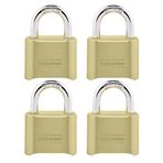Master Lock Şifreli Kilit, İç ve Dış Mekan Asma Kilit, Sıfırlanabilir Şifreli Dolap Kilidi, 4 Paket, 175EC4, Altın