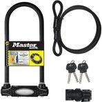 Master Lock U Kilidi, Döngü Kablosuyla [Tuş Kilidi] [Braketli] [Sertifikalı Bisiklet Kilidi - Güvenl