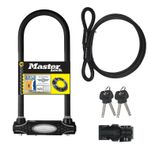 MASTER LOCK U kilidi, döngü kablosuyla [tuş kilidi] [braketli] [sertifikalı bisiklet kilidi - güvenli altın sertifikası] [XL] 8285EURDPRO - bisikletler için ideal